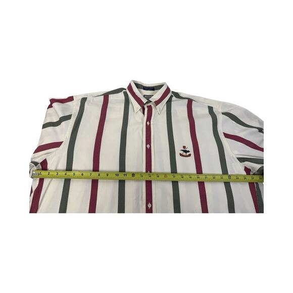 Faconnable Men's XXL 2XL White Stripe Embroidered Crest Button Up Academia - Picture 11 of 15